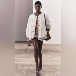 White Zara Quilted Jacket XS